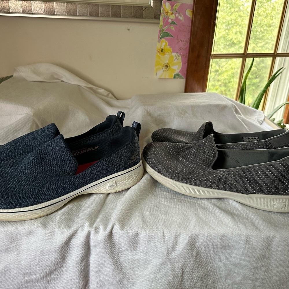Two pairs of sketchers size 10 walking shoes